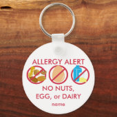 Geen Nuts Egg of Dairy Allergy Alert Sleutelhanger (Voorkant)