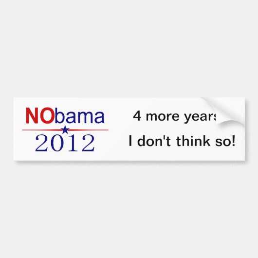 Geen Obama 2012 verkiezing Bumpersticker (Voorkant)