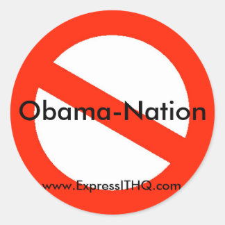 Geen Obama-natie, www.ExpressITHQ.com Ronde Sticker
