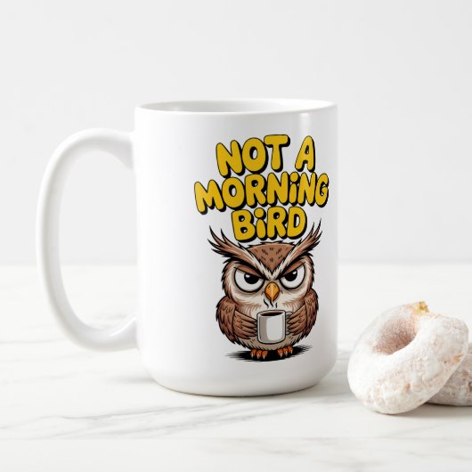 Geen Ochtend Vogel Uil Koffiemok (Met donut)