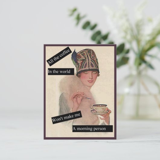 Geen ochtendmens briefkaart (Staand voorkant)