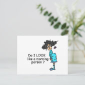 Geen ochtendmens briefkaart (Staand voorkant)