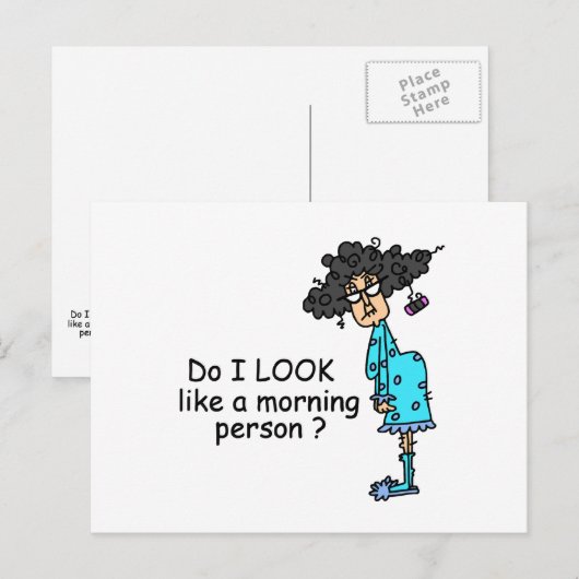 Geen ochtendmens briefkaart (Voorkant / Achterkant)