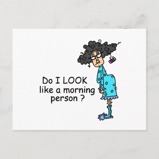 Geen ochtendmens briefkaart (Voorkant)