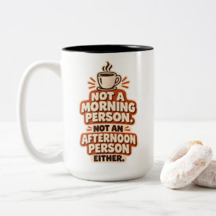 Geen ochtendmens, geen middagmens tweekleurige koffiemok