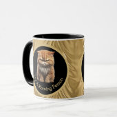 Geen ochtendmens of Jouw tekst boze Oranje kat Mok (Voorkant links)