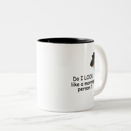 Geen ochtendmens tweekleurige koffiemok (Voorkant rechts)