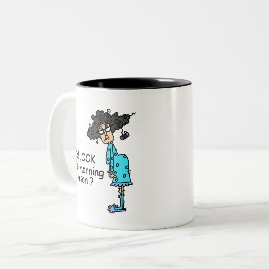 Geen ochtendmens tweekleurige koffiemok (Voorkant links)