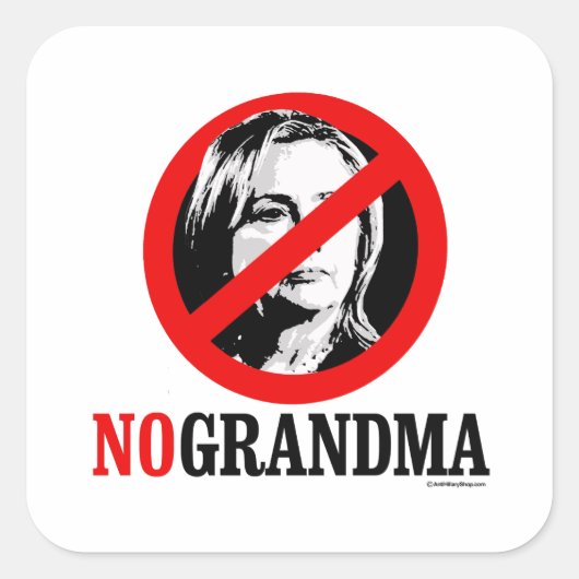 GEEN OMA HILLARY VIERKANTE STICKER (Voorkant)