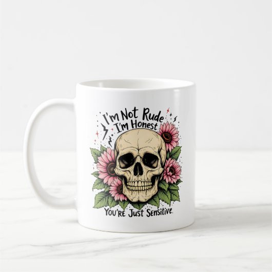Geen onbeleefde Mok | Funny Skull & Floral Koffiek (Links)