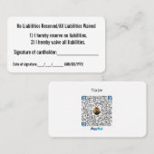 Geen ontheffing van verplichtingen visitekaartje (Voorkant / Achterkant)