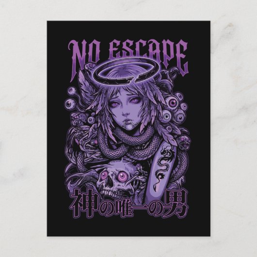 Geen Ontsnapping Cyber Goth Engel Briefkaart (Voorkant)