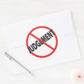 Geen oordeel met rode slash ronde sticker (Envelop)