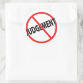 Geen oordeel met rode slash ronde sticker (Tas)