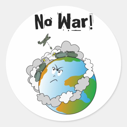 Geen oorlog! ronde sticker (Voorkant)