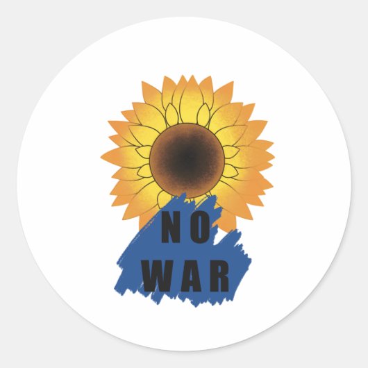 GEEN OORLOG. STOP. Zonnebloem Ronde Sticker (Voorkant)