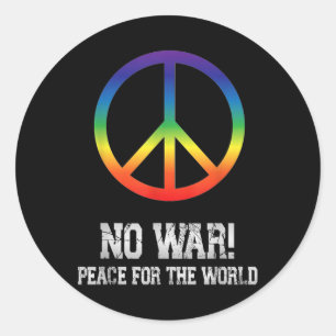 Geen oorlog, vrede, antioorlog, geen oorlog ronde sticker