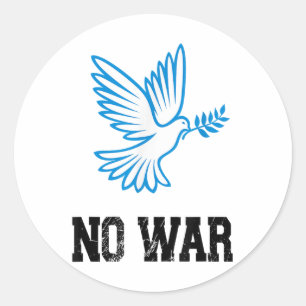 Geen oorlog, vredesduif, anti-oorlog, geen oorlog ronde sticker