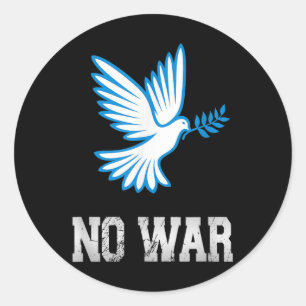Geen oorlog, vredesduif, anti-oorlog, geen oorlog ronde sticker