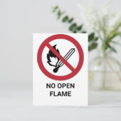 Geen open vlam, verbodsbord briefkaart (Staand voorkant)