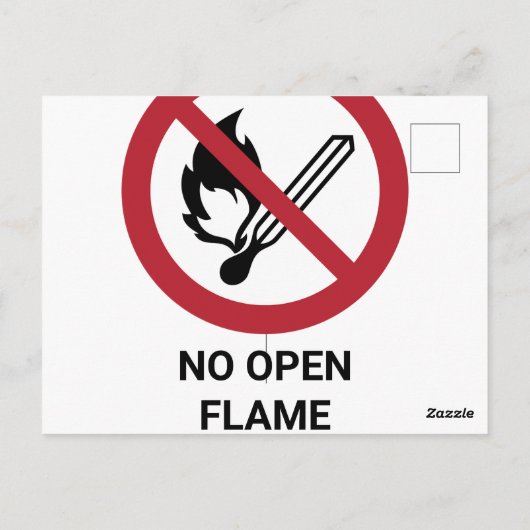 Geen open vlam, verbodsbord briefkaart (Achterkant)