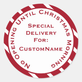 Geen opening tot kerstcadeautjes op kerstavond ronde sticker