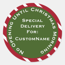 Geen opening tot kerstcadeautjes op kerstavond ronde sticker