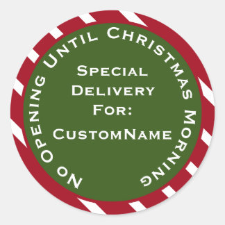 Geen opening tot kerstcadeautjes op kerstavond ronde sticker