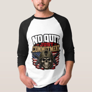 Geen Opgeven Alleen Toewijding Militaire Schedel T-shirt