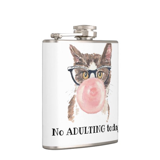 Geen opkomst vandaag grappige kat heupfles (Rechts)