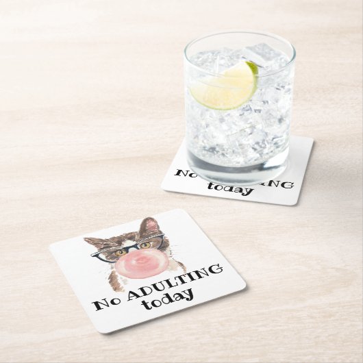 Geen opkomst vandaag grappige kat kartonnen onderzetters (Insitu)