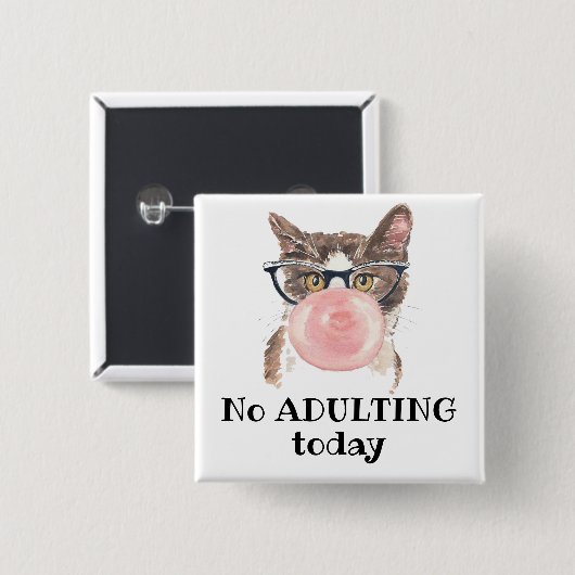 Geen opkomst vandaag grappige kat vierkante button 5,1 cm (Voorkant /achterkant)