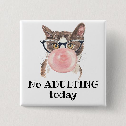 Geen opkomst vandaag grappige kat vierkante button 5,1 cm (Voorkant)