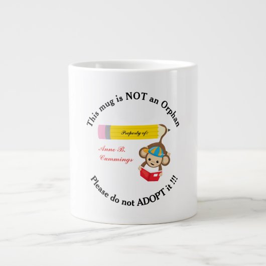 Geen orphan, neem alsjeblieft geen aap lezer aan grote koffiekop (Voorkant)