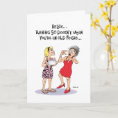 Geen Oude Fogie 50th Birthday Card Kaart (Gele Bloem)