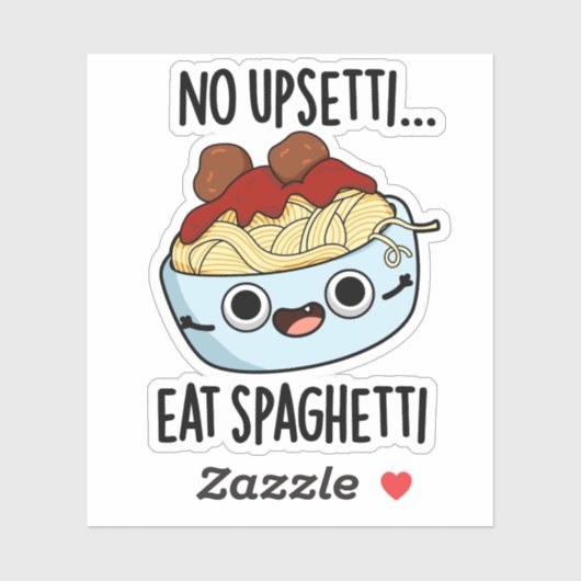 Geen overstuur eten spaghetti grappig eten woordsp sticker (Vel)
