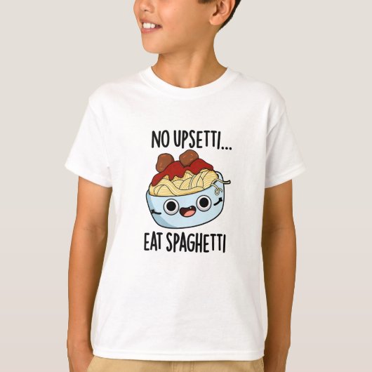 Geen overstuur eten spaghetti grappig eten woordsp t-shirt (Voorkant)