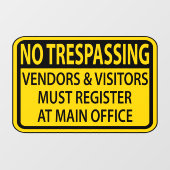 Geen overtreding U moet zich aanmelden bij de Main Raamsticker (Vel)