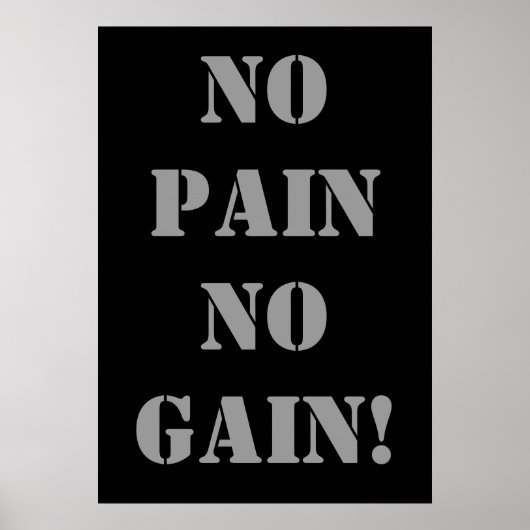 GEEN PAIN GEEN WINST! Gewichtsuitoefening Gym-Post Poster (Voorkant)