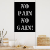 GEEN PAIN GEEN WINST! Gewichtsuitoefening Gym-Post Poster (Keuken)
