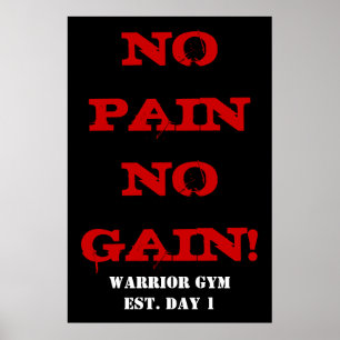 GEEN PAIN GEEN WINST! Gewichtsuitoefening Gym-Post Poster