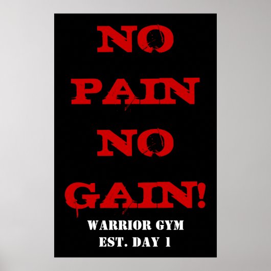 GEEN PAIN GEEN WINST! Gewichtsuitoefening Gym-Post Poster (Voorkant)