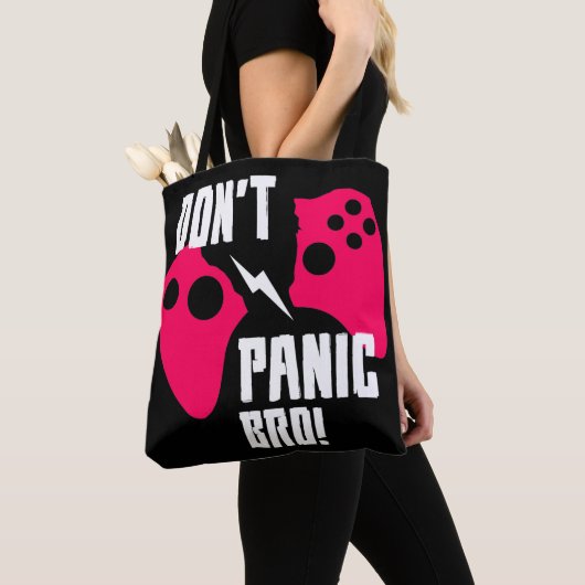 Geen paniek bij het gamen tote bag (Dichtbij)