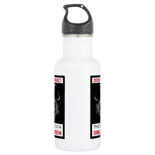 Geen paniek! Dit is slechts een simulatiesoftware Waterfles (Achterkant)