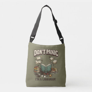 Geen Paniek Ik Ben Een Bibliothecaris Vintage Boek Crossbody Tas