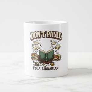 Geen Paniek Ik Ben Een Bibliothecaris Vintage Boek Grote Koffiekop