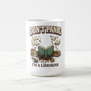 Geen Paniek Ik Ben Een Bibliothecaris Vintage Boek Koffiemok