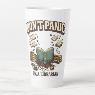 Geen Paniek Ik Ben Een Bibliothecaris Vintage Boek Latte Mok