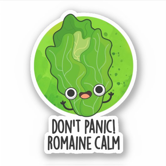 Geen paniek Romaine Calm Grappige Veggie Pun Sticker (Voorkant)