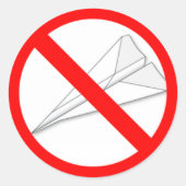 Geen papieren vliegtuigen ronde sticker (Voorkant)
